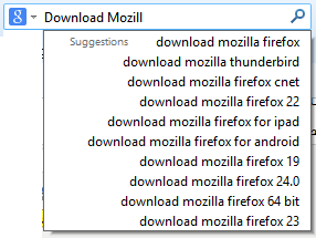 Firefox Search Suggestions