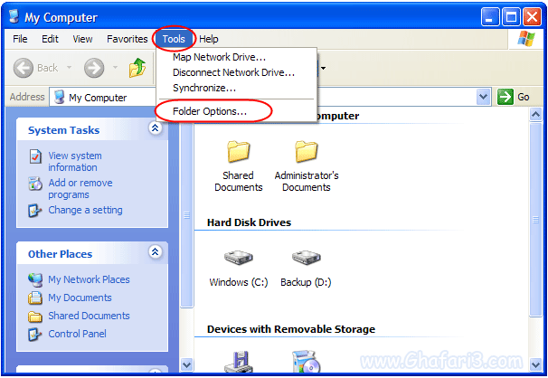 نمایش فرمت و پسوند فایل‌ها در ویندوز اکس‌پی