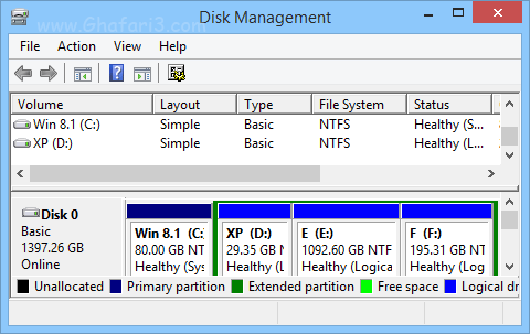 Disk Management در Run